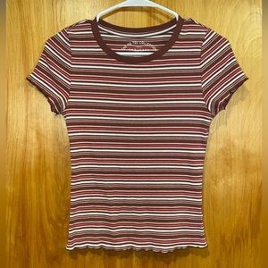 Aeropostale The OG Tee Collection Striped Ruffle Tee, Size M